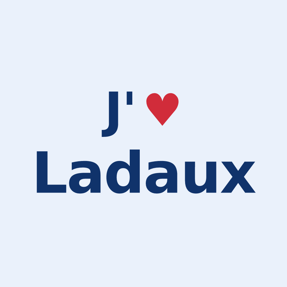 Sticker personnalisé Ladaux — design « J'aime Ladaux » imprimé sur le sticker