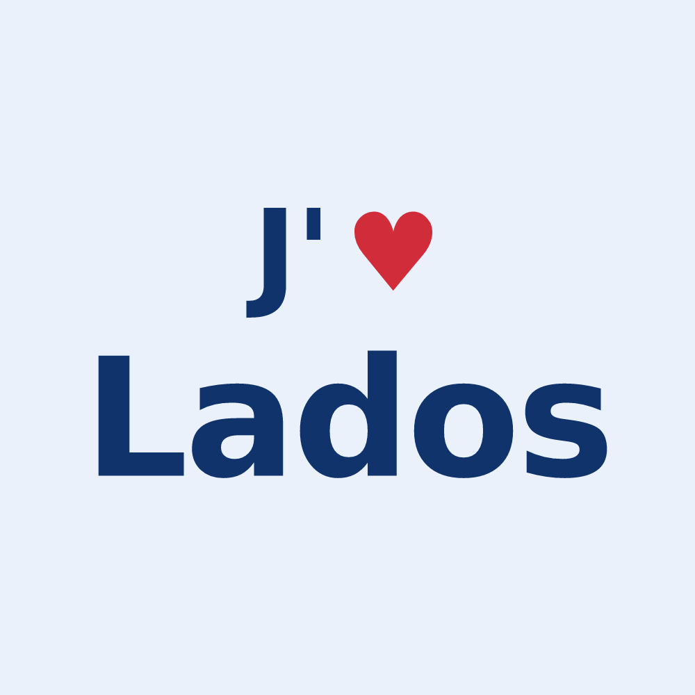 Sticker personnalisé Lados — design « J'aime Lados » imprimé sur le sticker