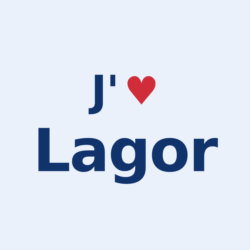 Sticker personnalisé Lagor — design « J'aime Lagor » imprimé sur le sticker
