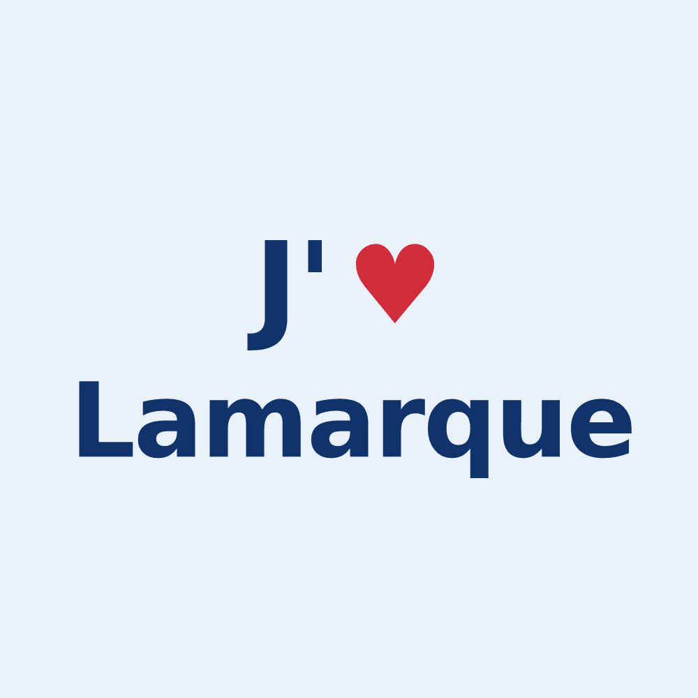 Sticker personnalisé Lamarque — design J'aime Lamarque
