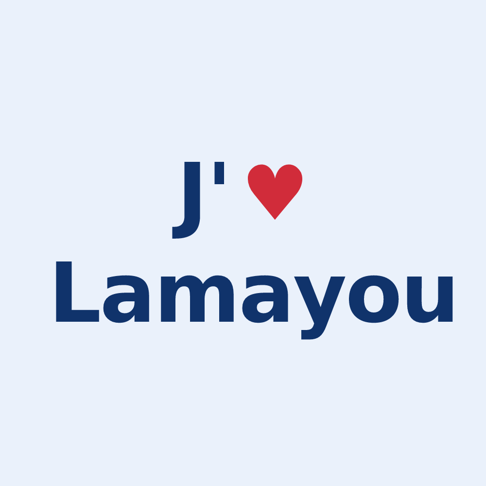 Sticker personnalisé Lamayou — design « J'aime Lamayou » imprimé sur le sticker