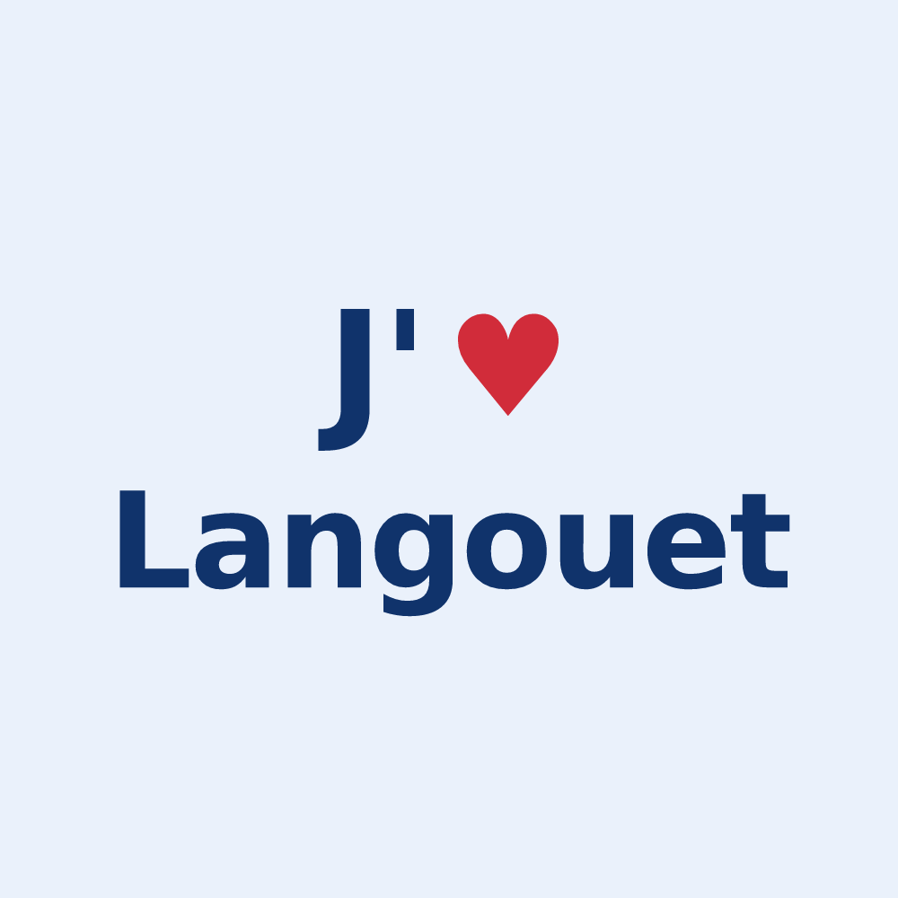 Sticker personnalisé Langouet — design « J'aime Langouet » imprimé sur le sticker