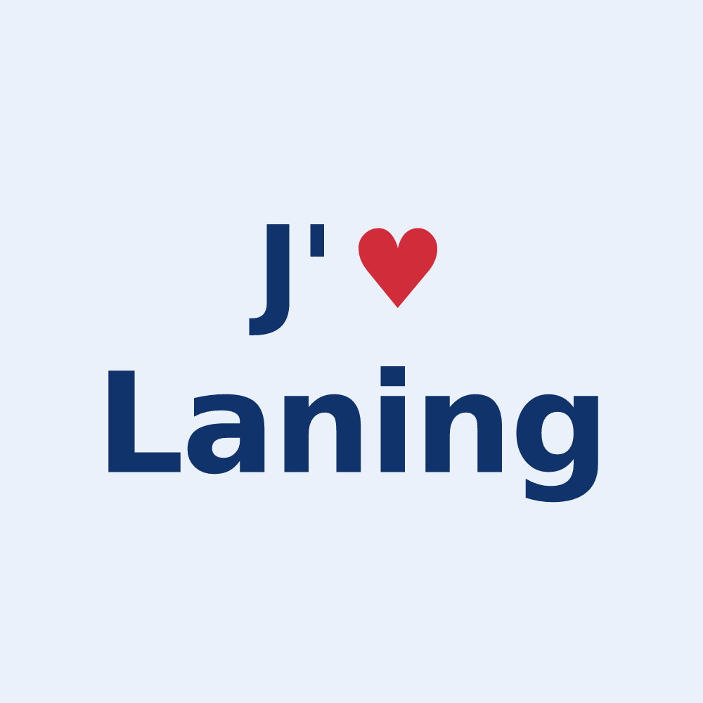 Sticker personnalisé Laning — design « J'aime Laning » imprimé sur le sticker