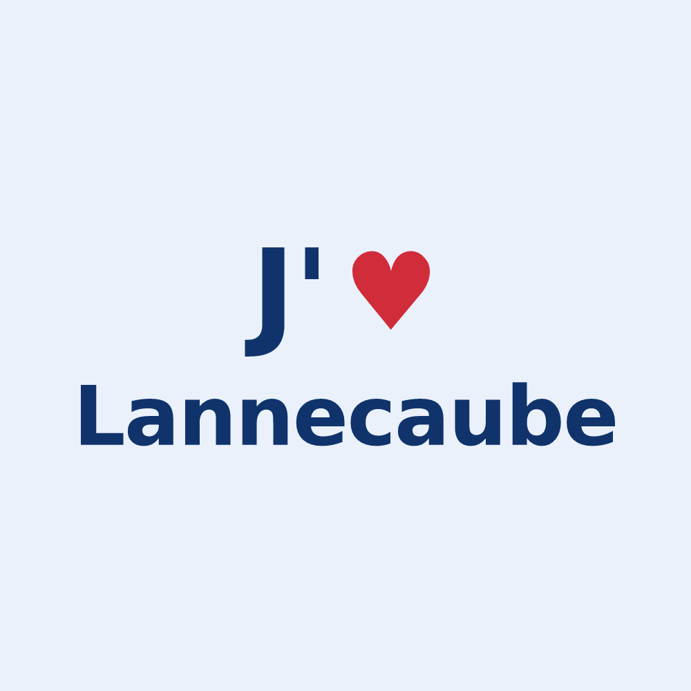 Sticker personnalisé Lannecaube — design « J'aime Lannecaube » imprimé sur le sticker