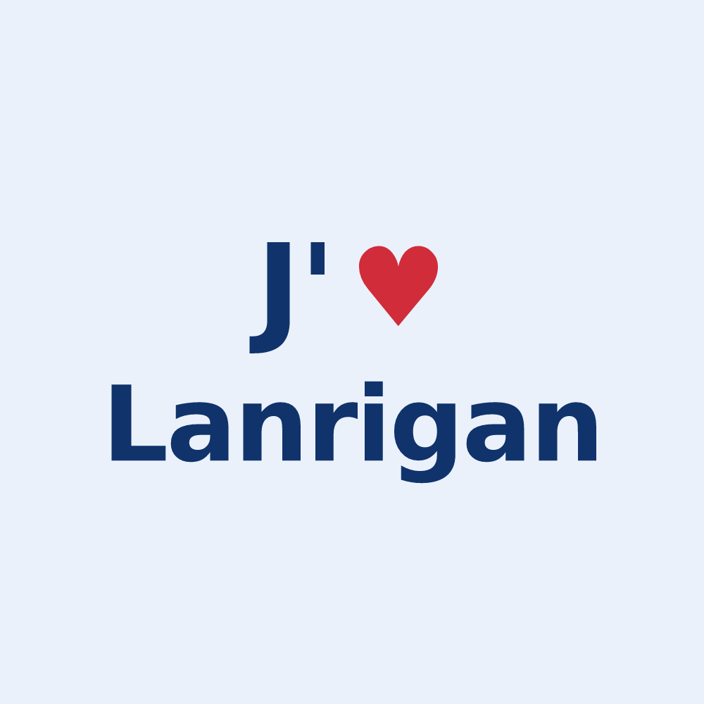 Sticker personnalisé Lanrigan — design « J'aime Lanrigan » imprimé sur le sticker