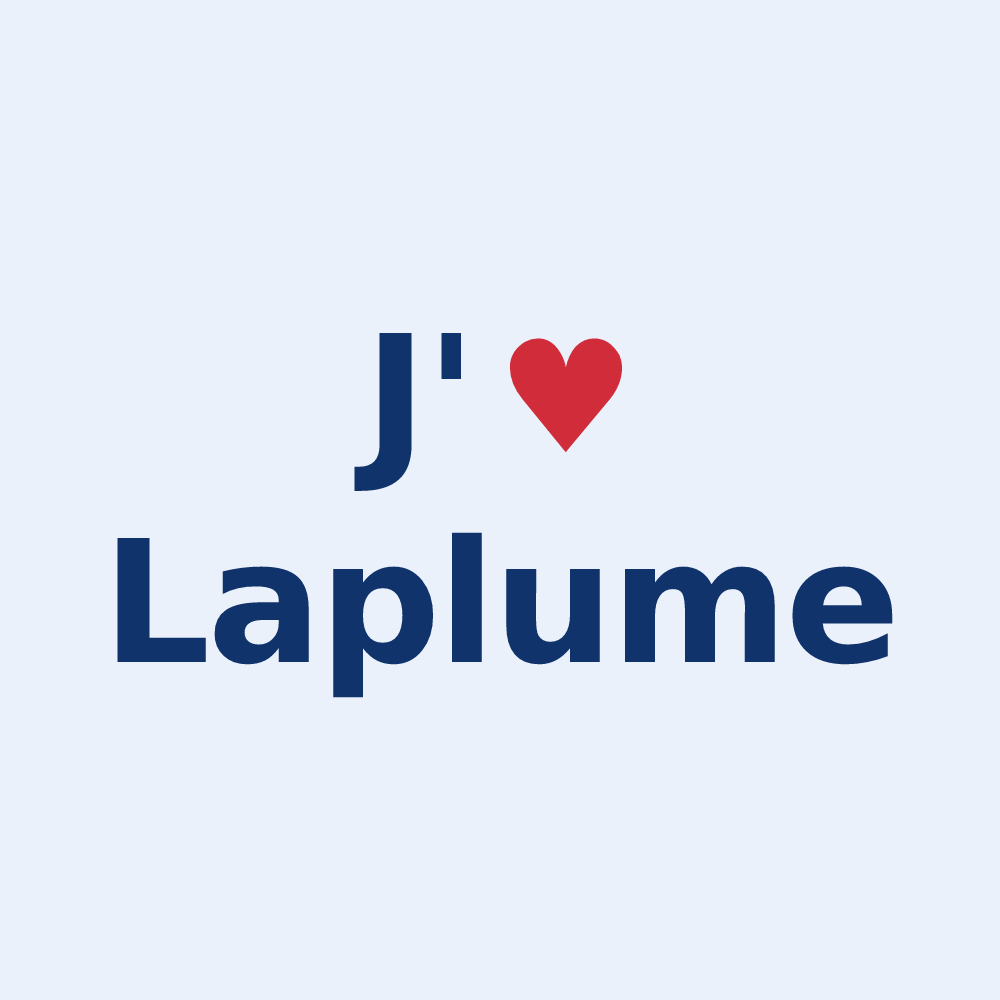 Sticker personnalisé Laplume — design « J'aime Laplume » imprimé sur le sticker