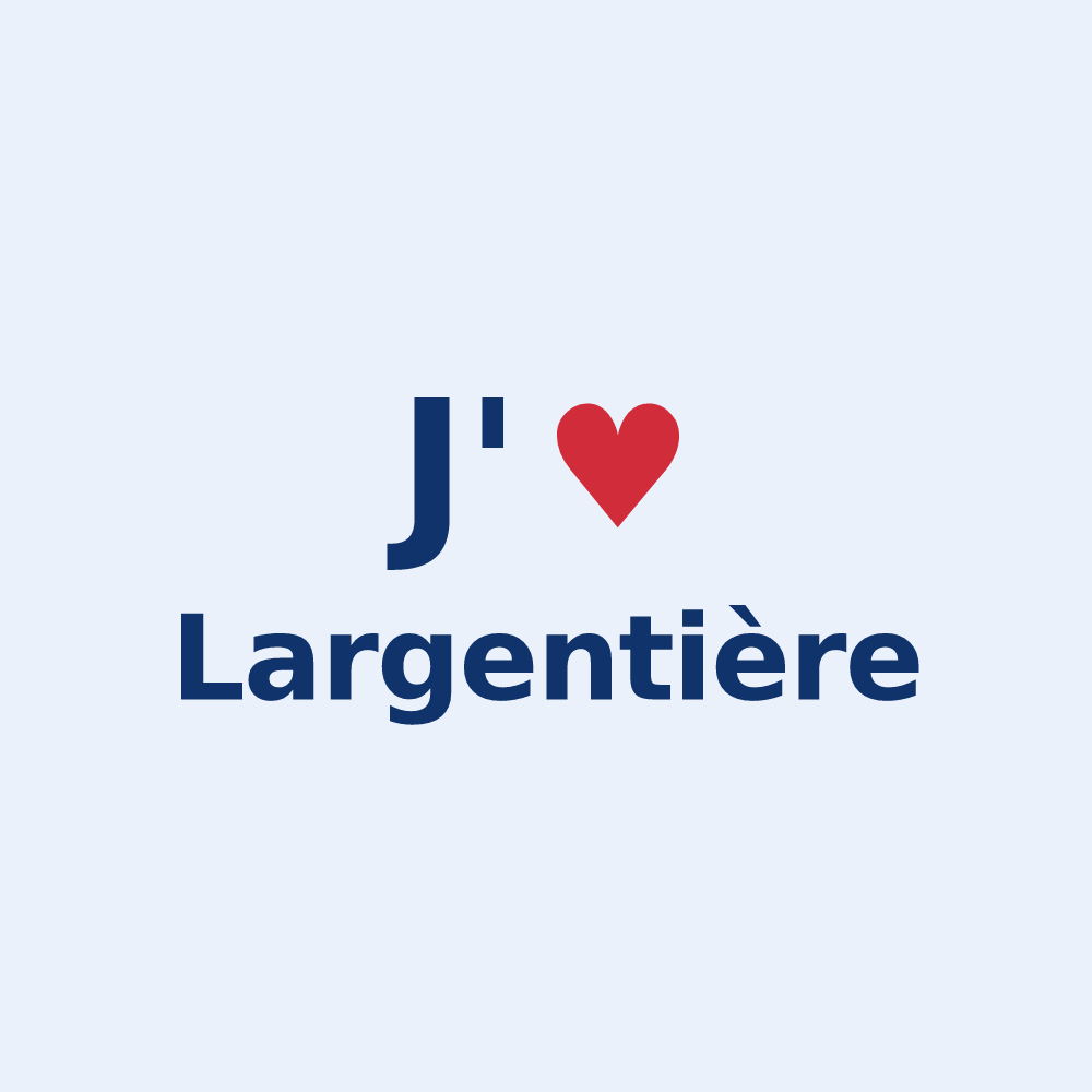 Sticker personnalisé Largentière — design « J'aime Largentière » imprimé sur le sticker