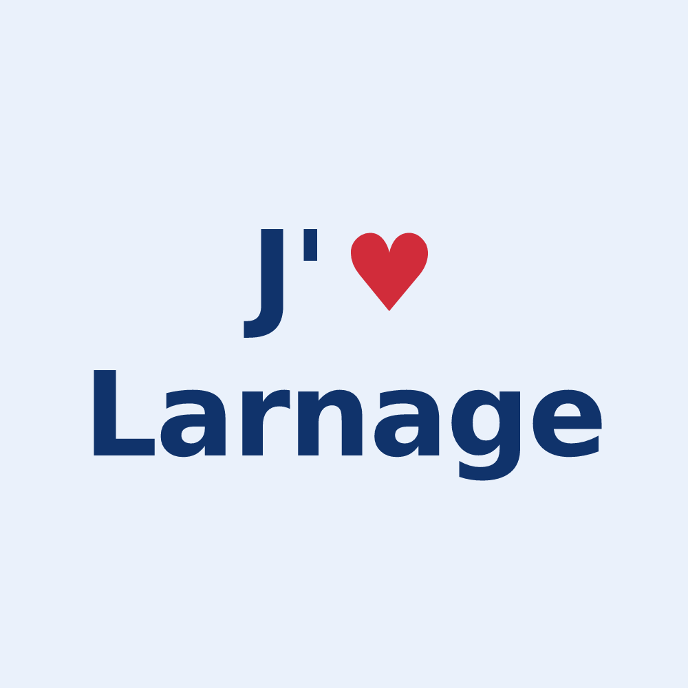 Sticker personnalisé Larnage — design « J'aime Larnage » imprimé sur le sticker