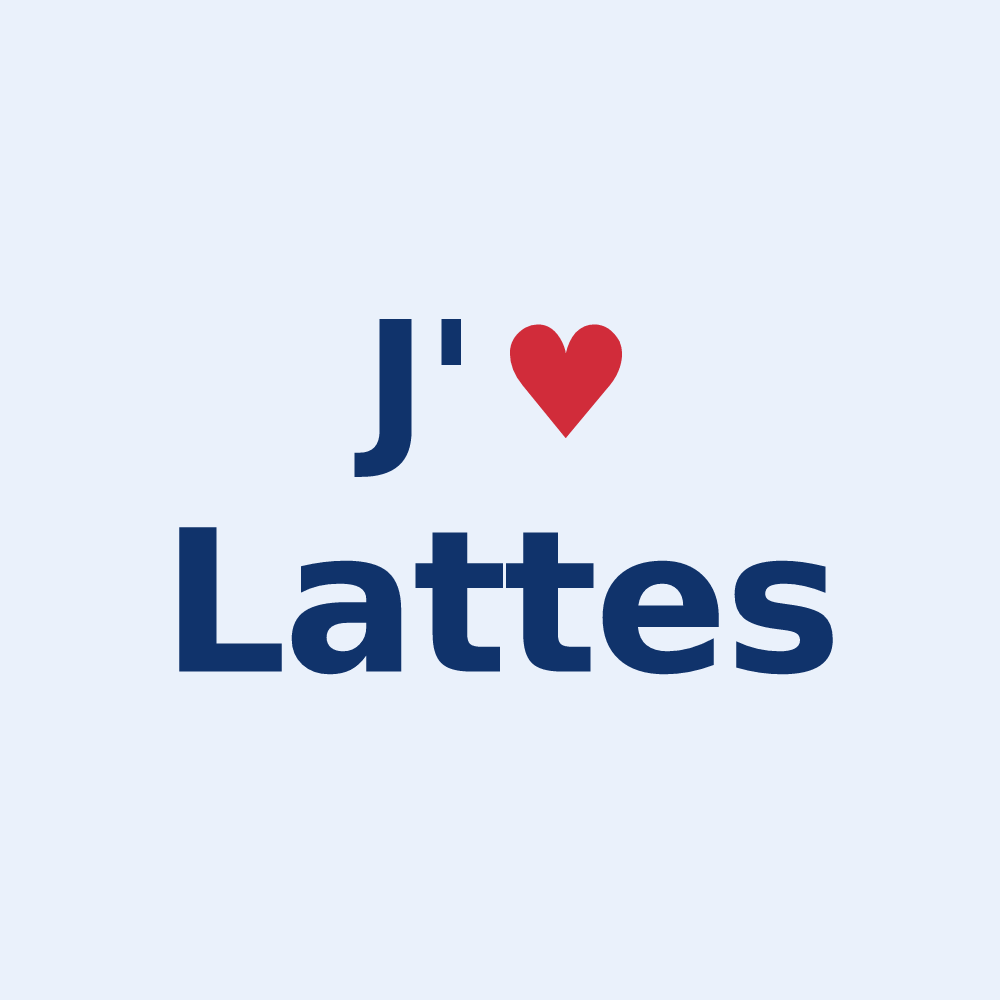 Sticker personnalisé Lattes — design J'aime Lattes