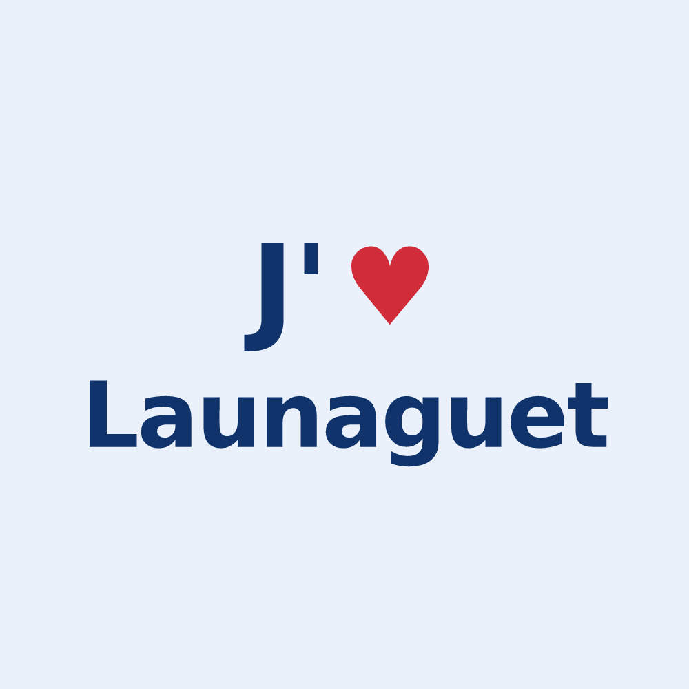 Sticker personnalisé Launaguet — design « J'aime Launaguet » imprimé sur le sticker