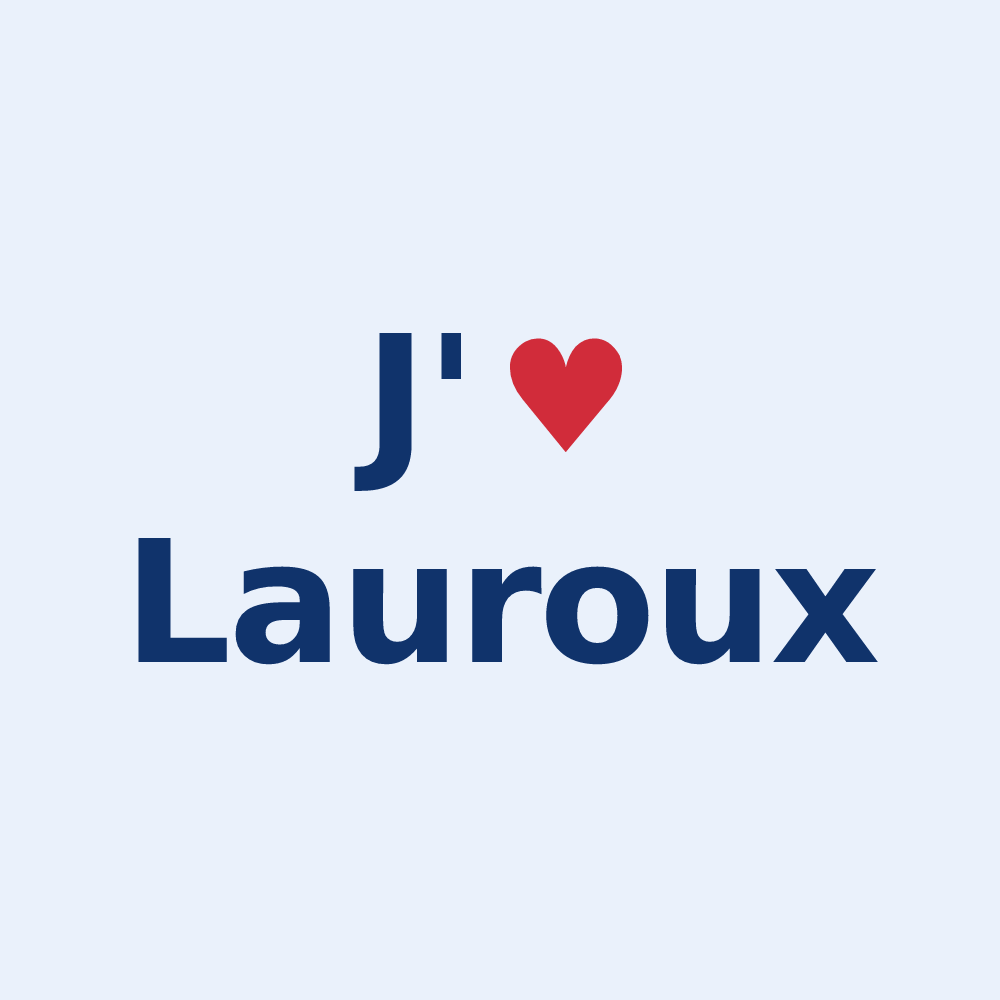 Sticker personnalisé Lauroux — design J'aime Lauroux