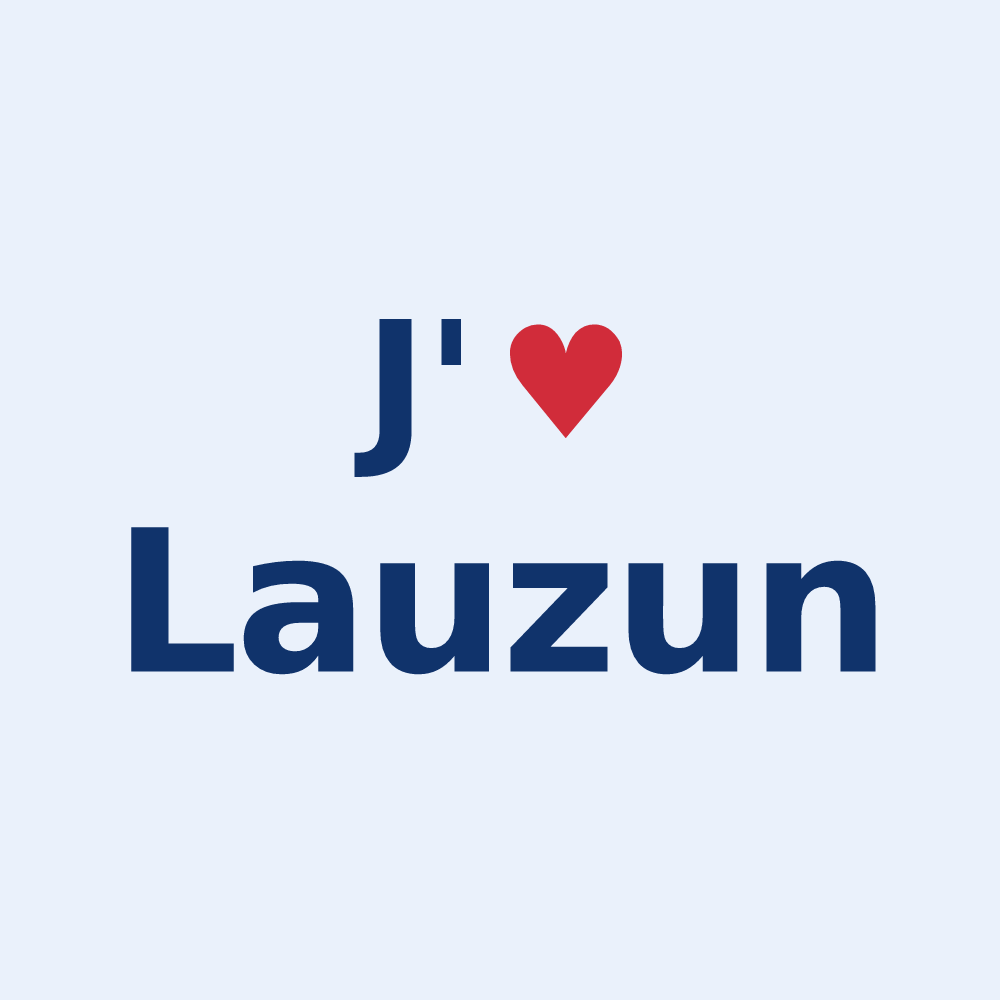 Sticker personnalisé Lauzun — design « J'aime Lauzun » imprimé sur le sticker