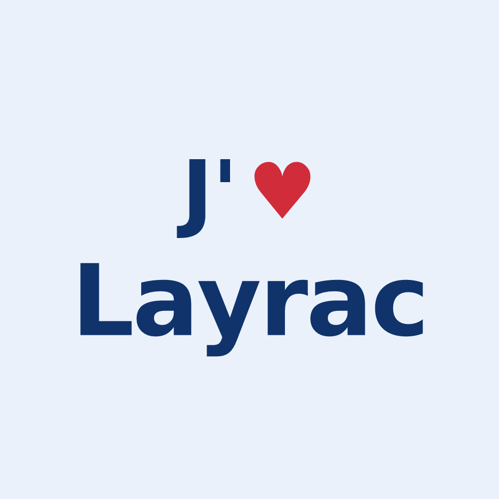 Sticker personnalisé Layrac — design J'aime Layrac