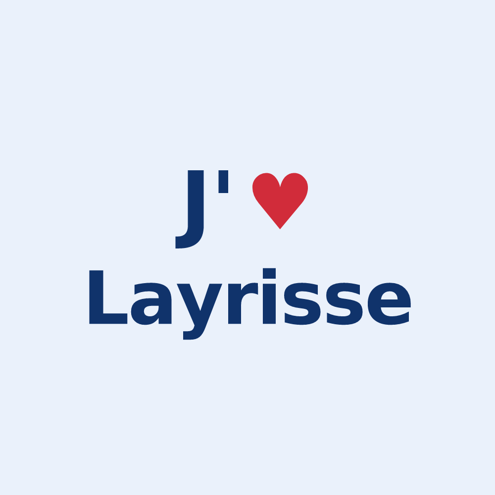 Sticker personnalisé Layrisse — design « J'aime Layrisse » imprimé sur le sticker