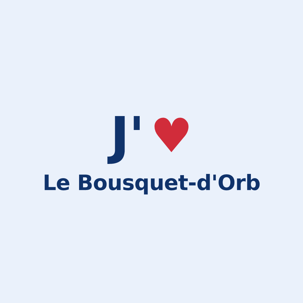 Sticker personnalisé Le Bousquet-d'Orb — design « J'aime Le Bousquet-d'Orb » imprimé sur le sticker
