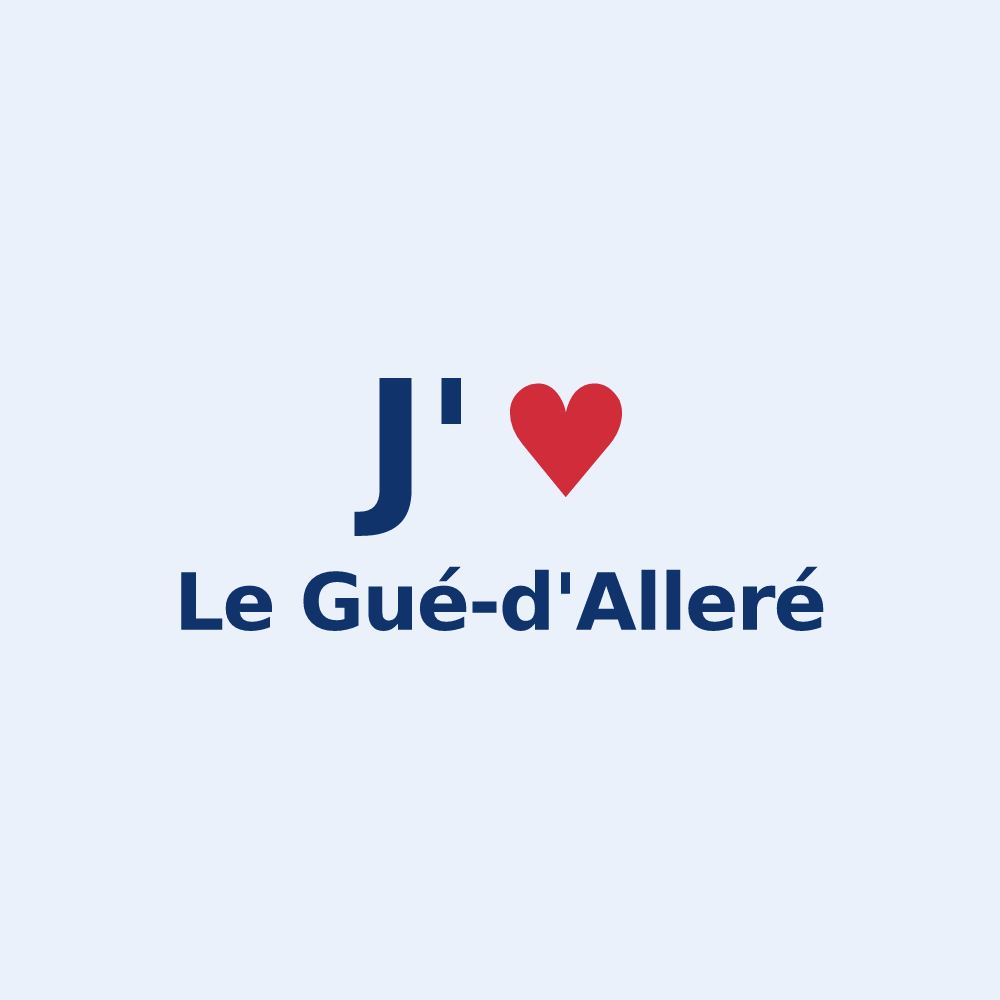 Sticker personnalisé Le Gué-d'Alleré — design J'aime Le Gué-d'Alleré