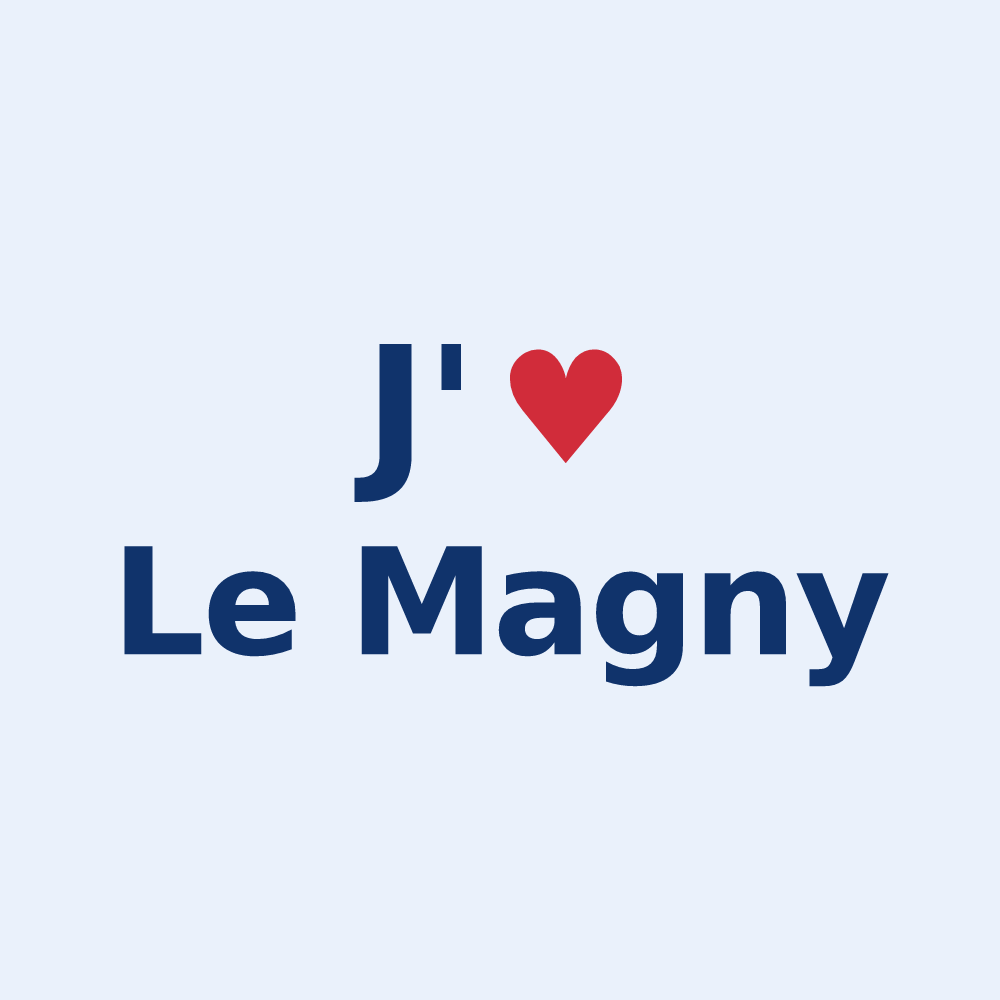 Sticker personnalisé Le Magny — design « J'aime Le Magny » imprimé sur le sticker