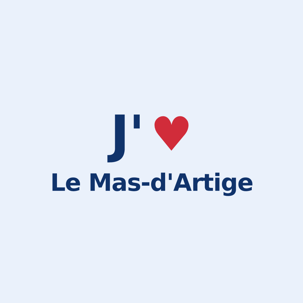 Sticker personnalisé Le Mas-d'Artige — design « J'aime Le Mas-d'Artige » imprimé sur le sticker