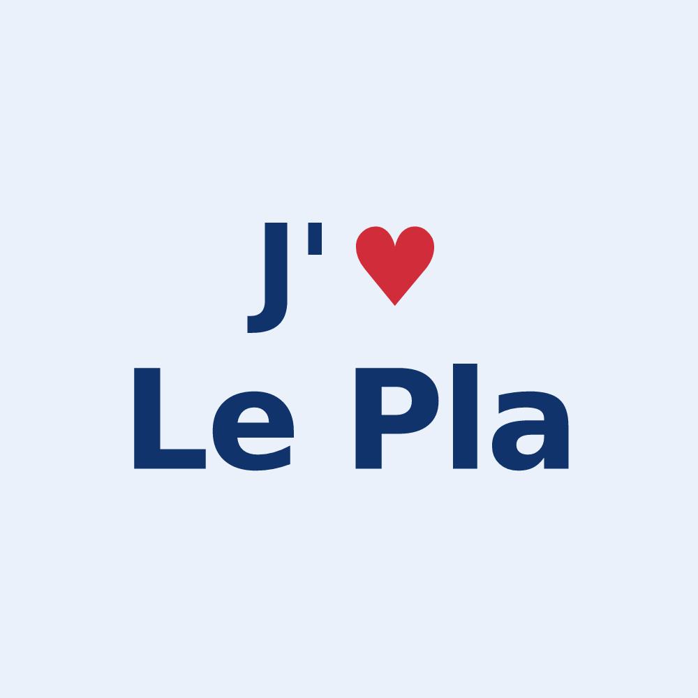 Sticker personnalisé Le Pla — design « J'aime Le Pla » imprimé sur le sticker