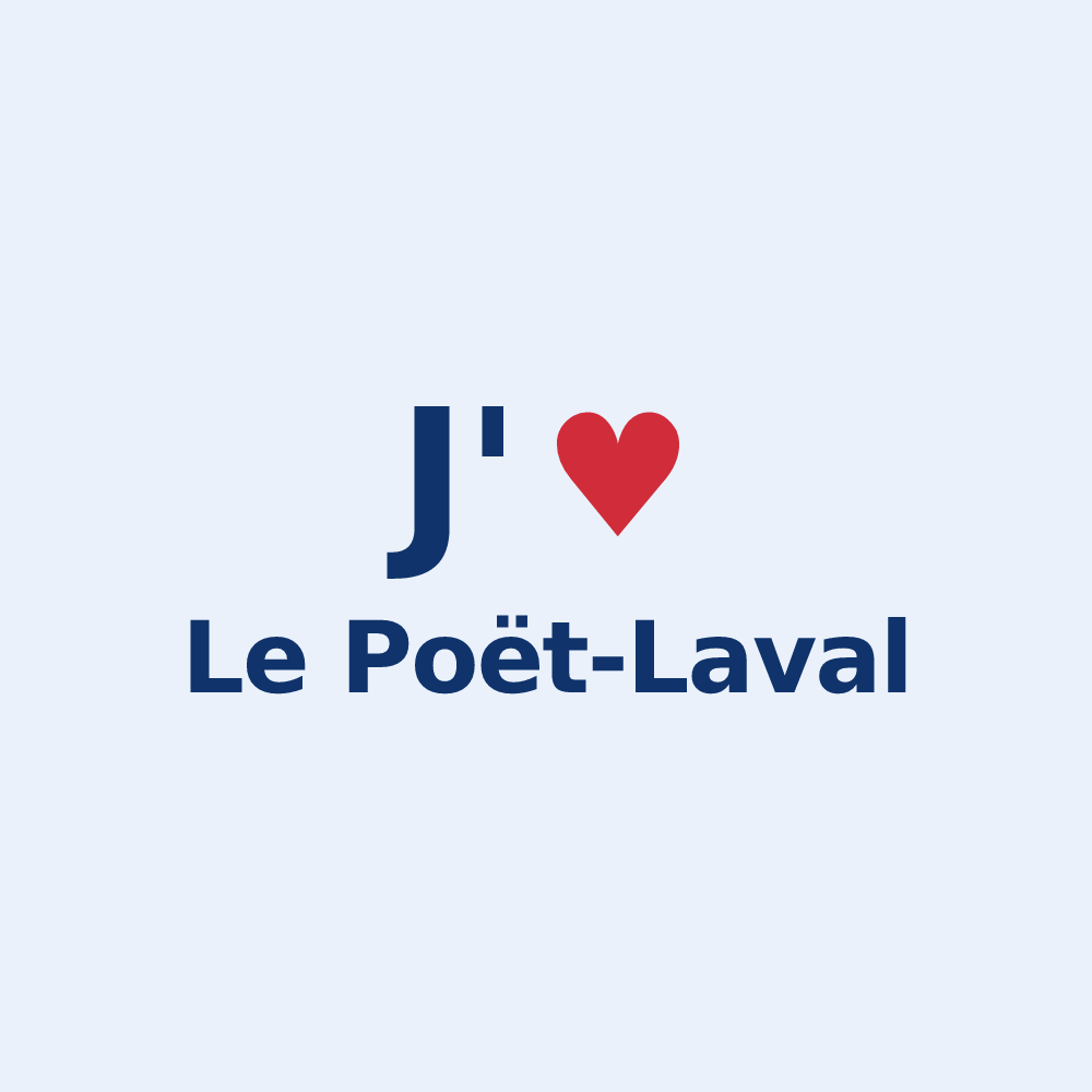 Sticker personnalisé Le Poët-Laval — design J'aime Le Poët-Laval