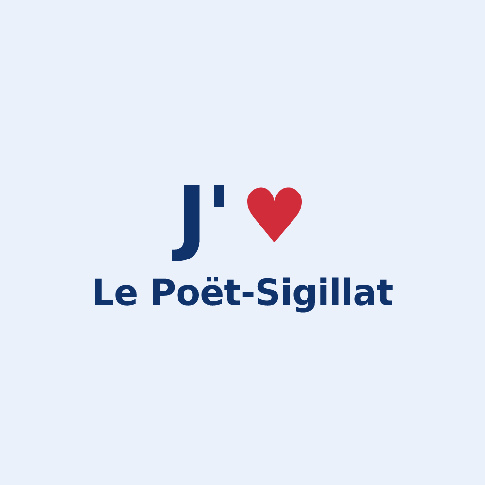 Sticker personnalisé Le Poët-Sigillat — design « J'aime Le Poët-Sigillat » imprimé sur le sticker