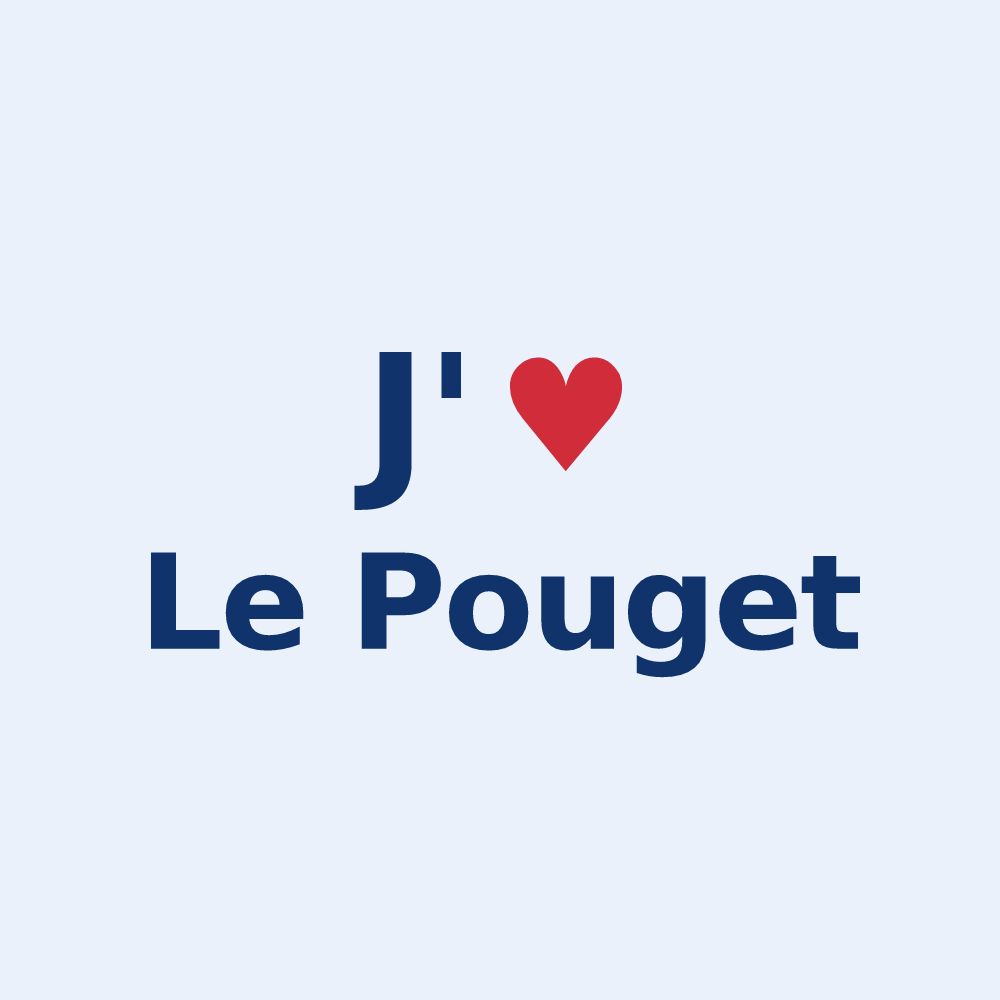 Sticker personnalisé Le Pouget — design J'aime Le Pouget