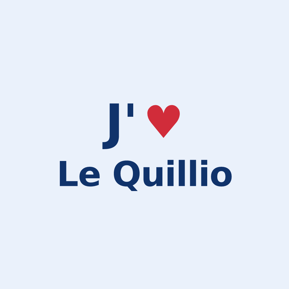 Sticker personnalisé Le Quillio — design « J'aime Le Quillio » imprimé sur le sticker