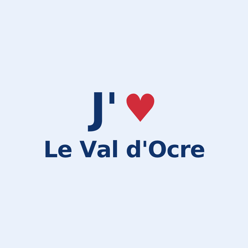 Sticker personnalisé Le Val d'Ocre — design « J'aime Le Val d'Ocre » imprimé sur le sticker
