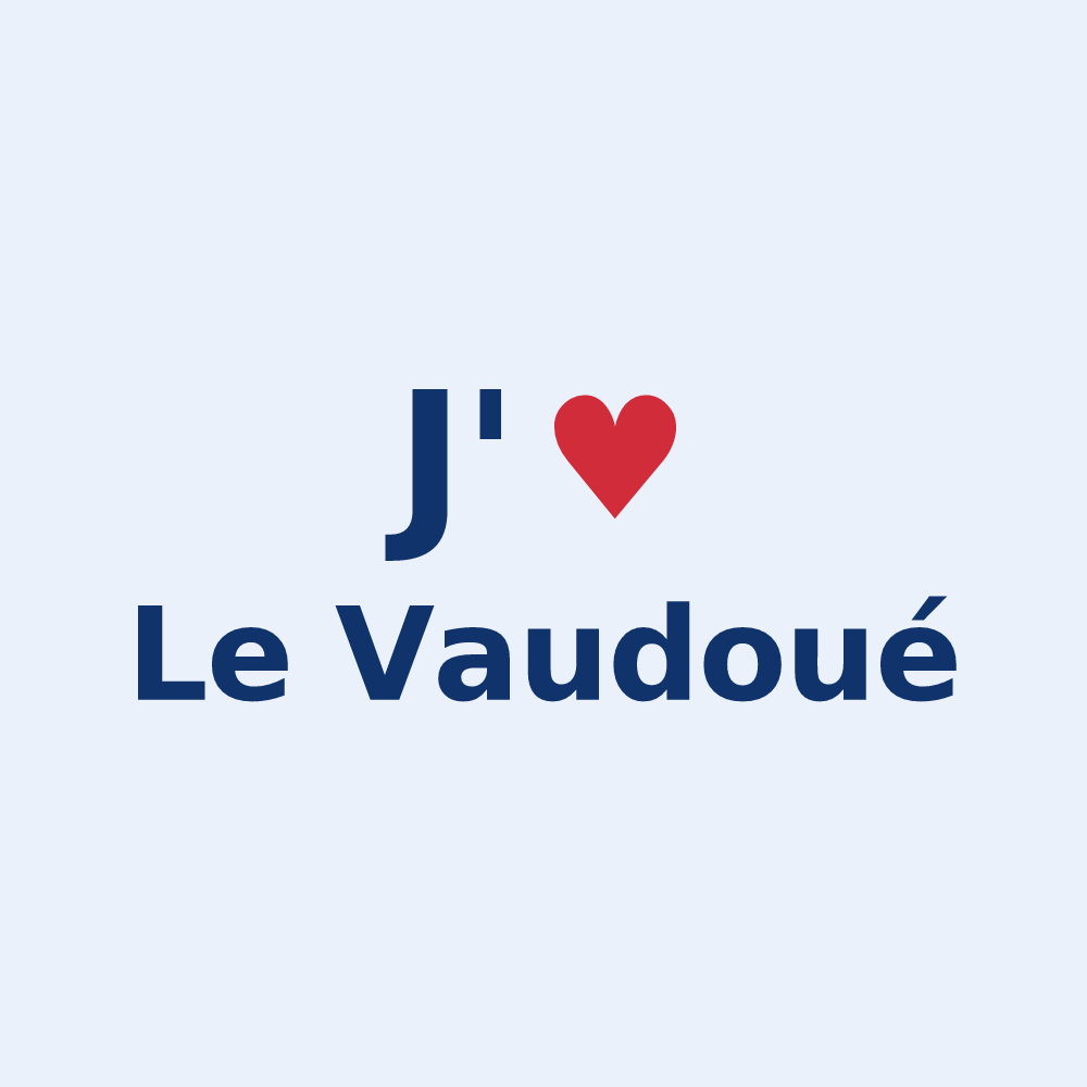 Sticker personnalisé Le Vaudoué — design « J'aime Le Vaudoué » imprimé sur le sticker
