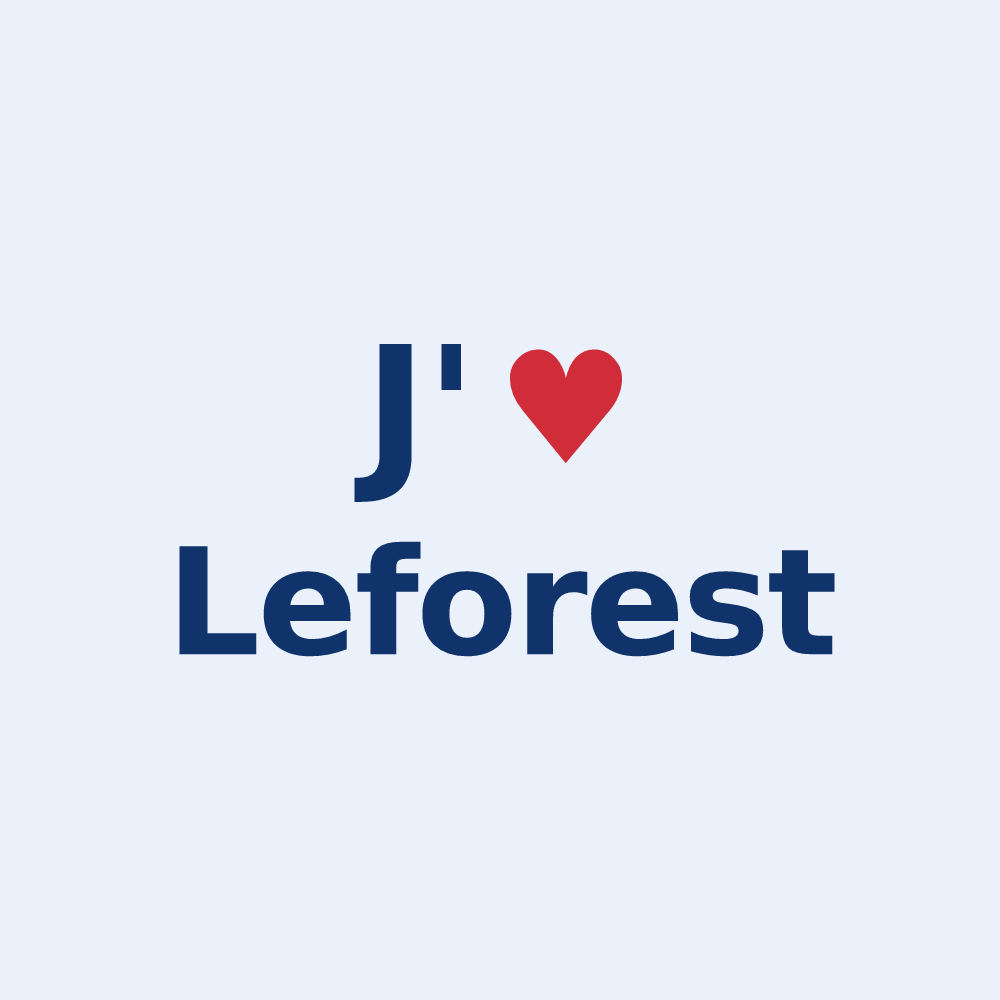 Sticker personnalisé Leforest — design « J'aime Leforest » imprimé sur le sticker