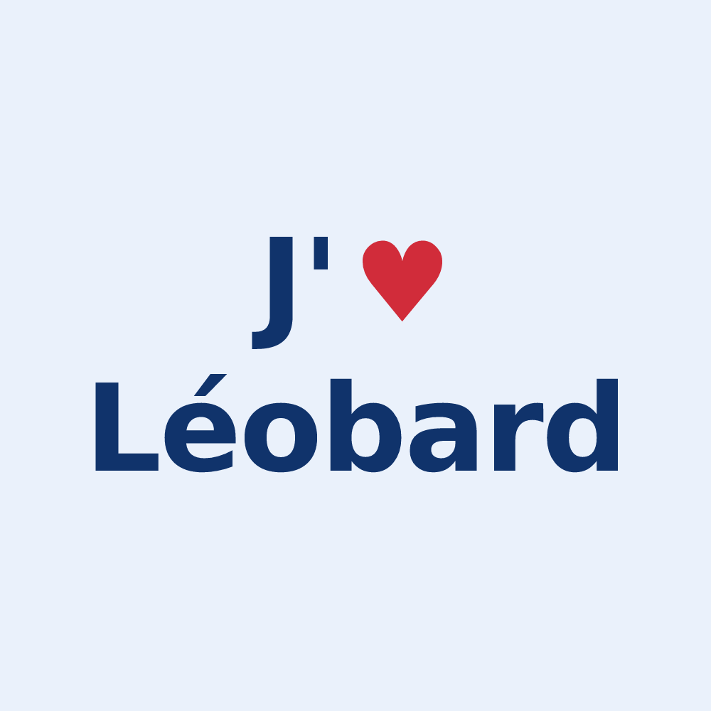 Sticker personnalisé Léobard — design J'aime Léobard