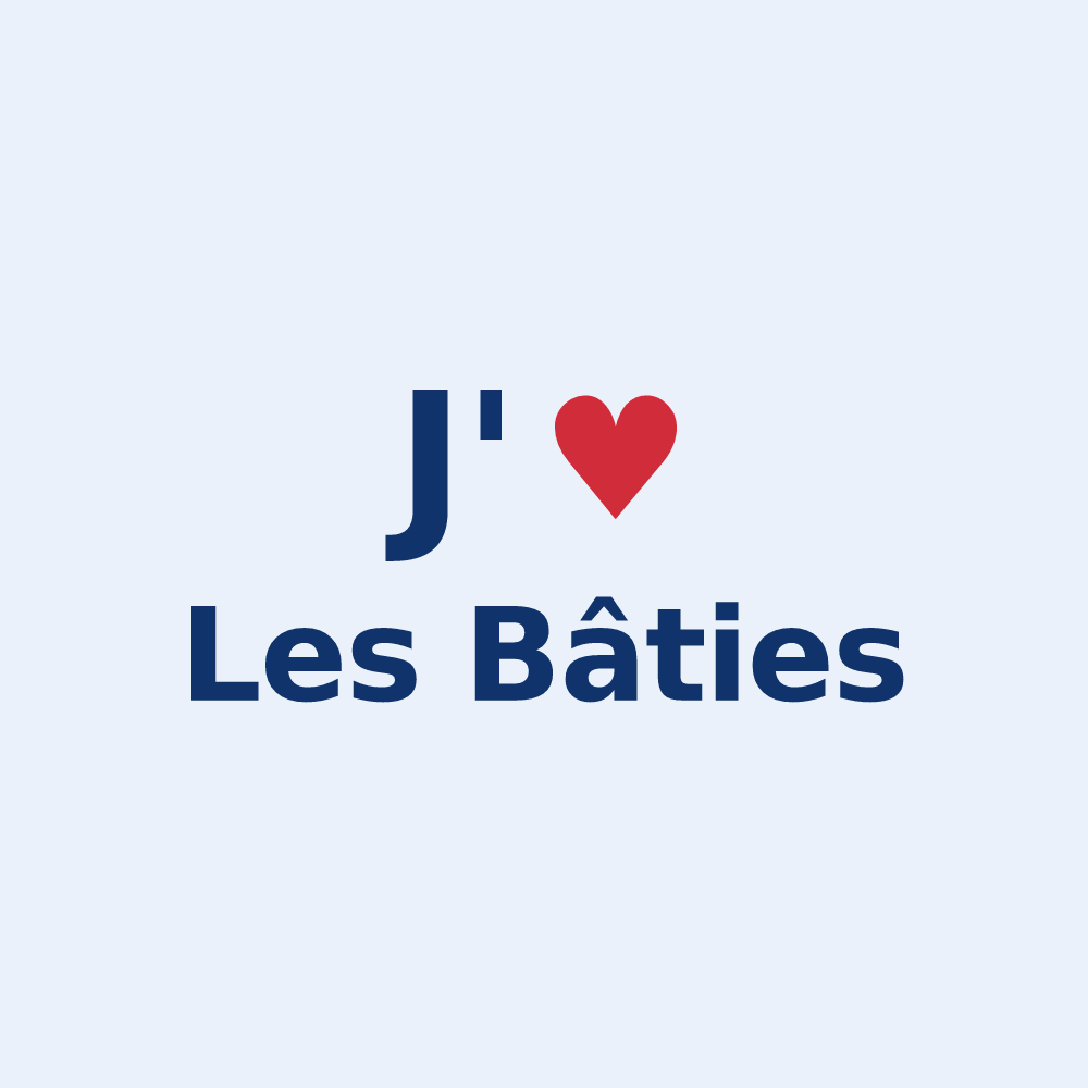 Sticker personnalisé Les Bâties — design « J'aime Les Bâties » imprimé sur le sticker