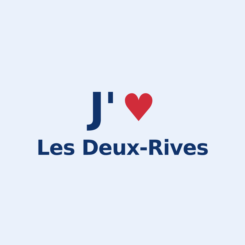 Sticker personnalisé Les Deux-Rives — design « J'aime Les Deux-Rives » imprimé sur le sticker
