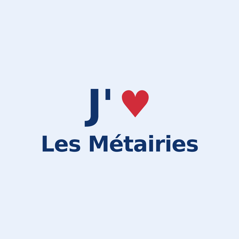 Sticker personnalisé Les Métairies — design « J'aime Les Métairies » imprimé sur le sticker