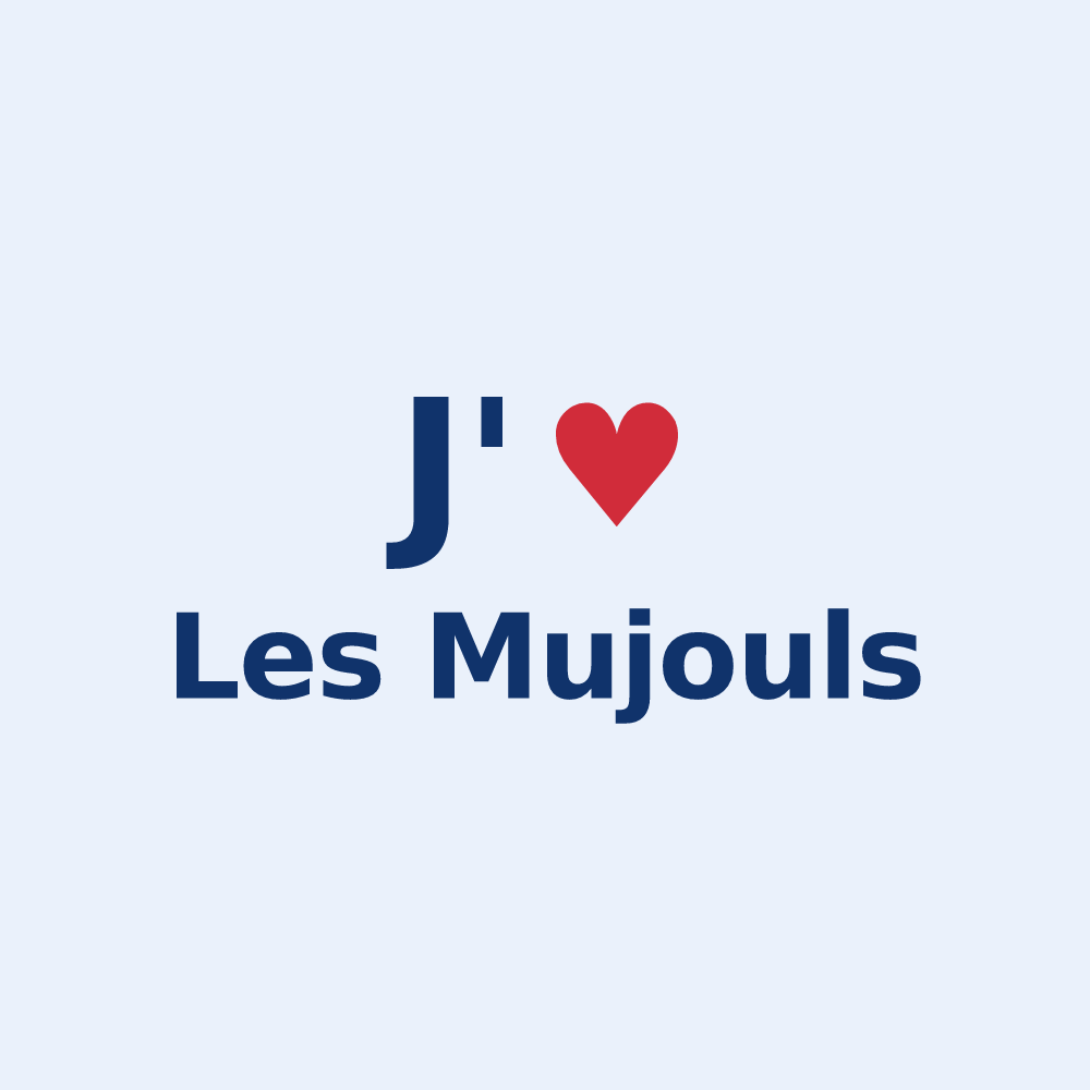 Sticker personnalisé Les Mujouls — design « J'aime Les Mujouls » imprimé sur le sticker
