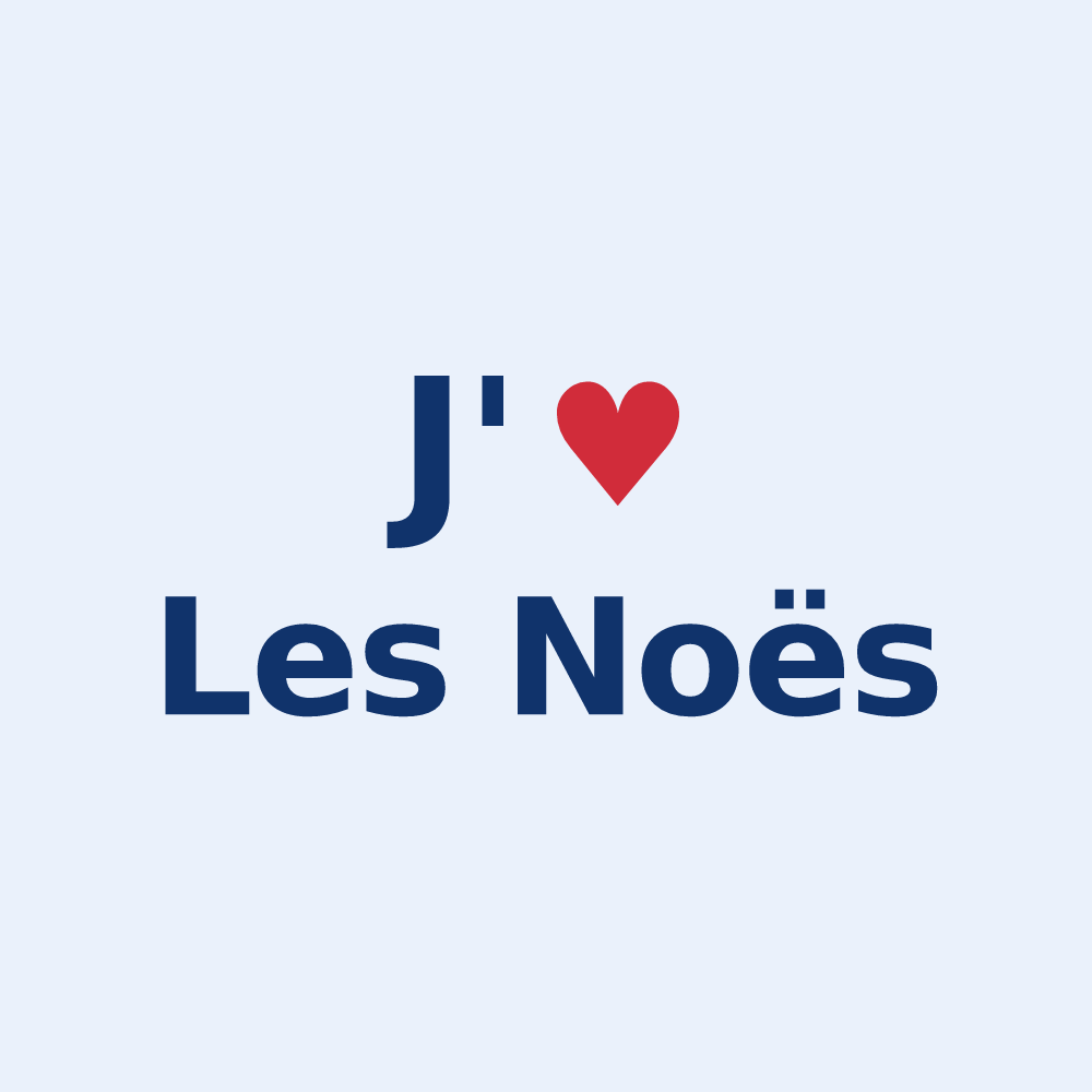 Sticker personnalisé Les Noës — design « J'aime Les Noës » imprimé sur le sticker