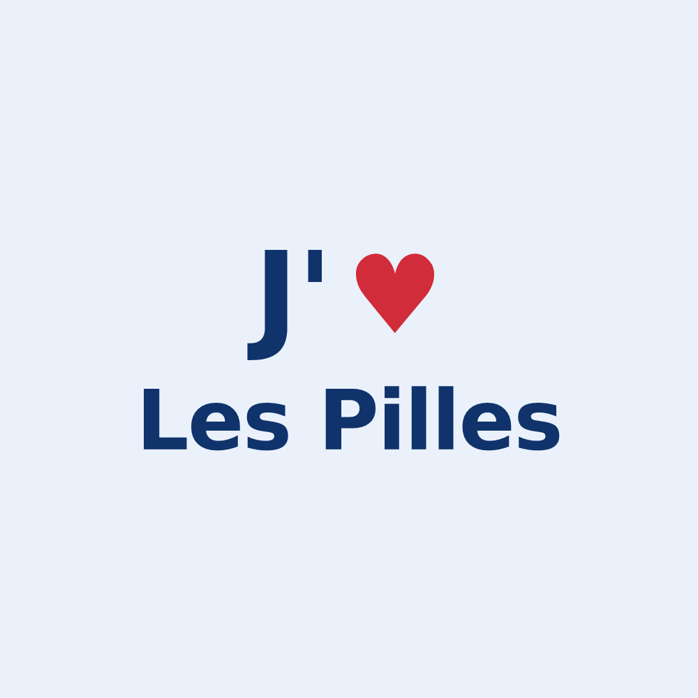 Sticker personnalisé Les Pilles — design « J'aime Les Pilles » imprimé sur le sticker