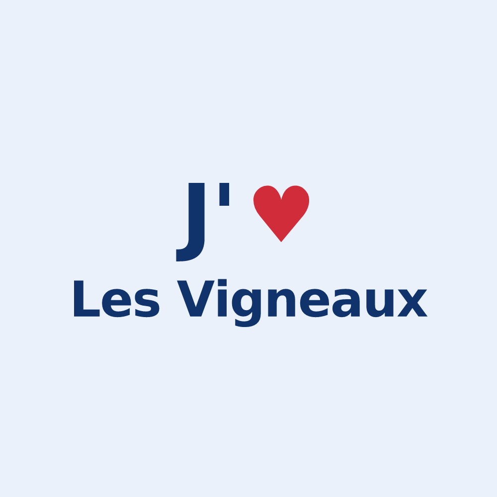 Sticker personnalisé Les Vigneaux — design « J'aime Les Vigneaux » imprimé sur le sticker