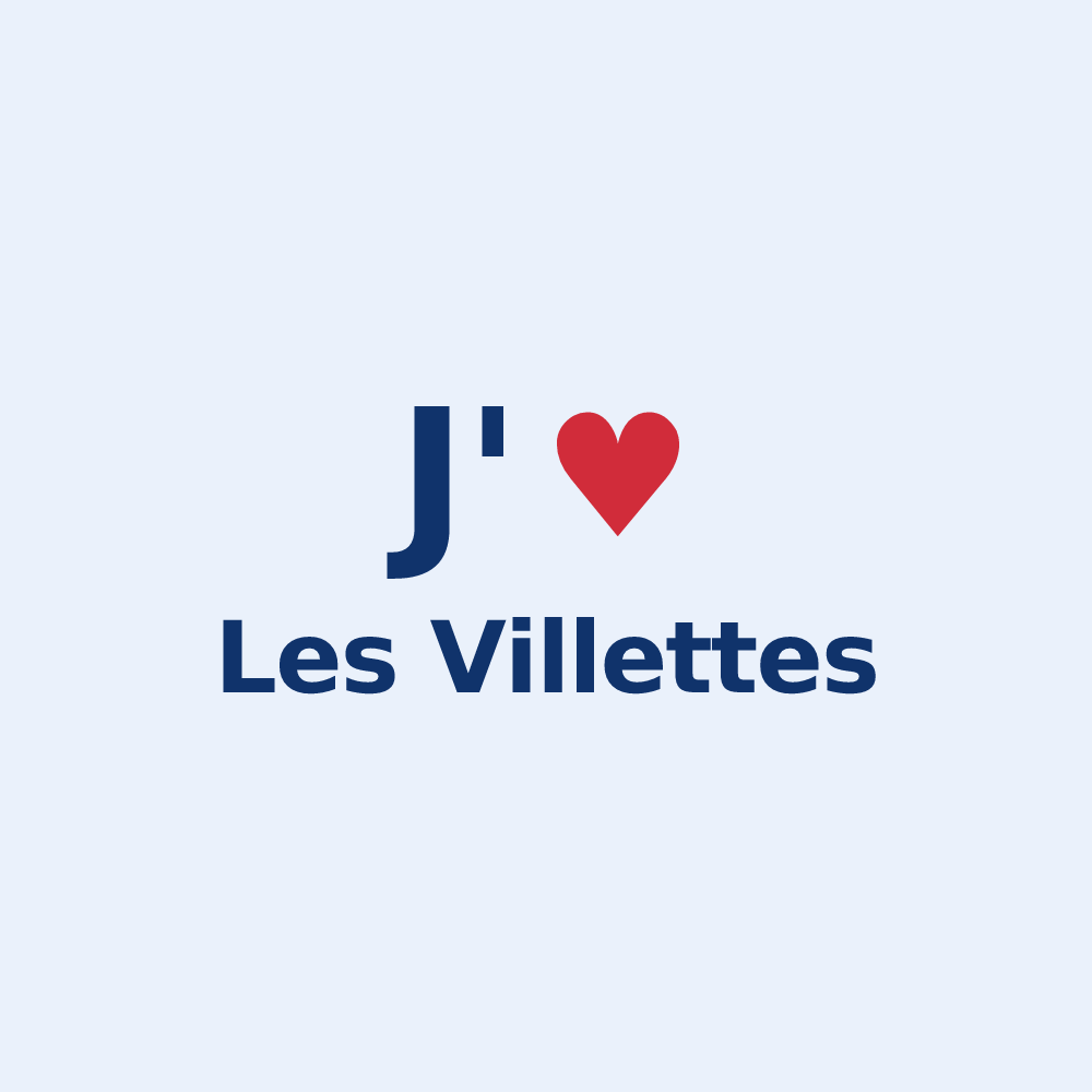 Sticker personnalisé Les Villettes — design « J'aime Les Villettes » imprimé sur le sticker