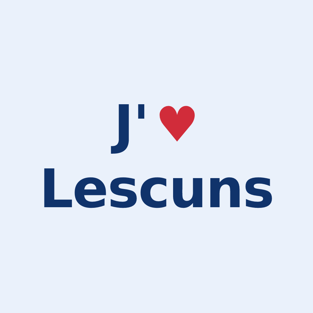 Sticker personnalisé Lescuns — design « J'aime Lescuns » imprimé sur le sticker