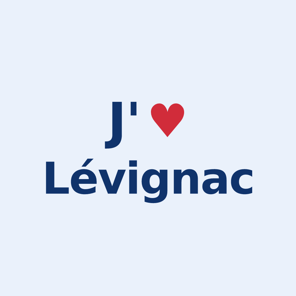 Sticker personnalisé Lévignac — design « J'aime Lévignac » imprimé sur le sticker