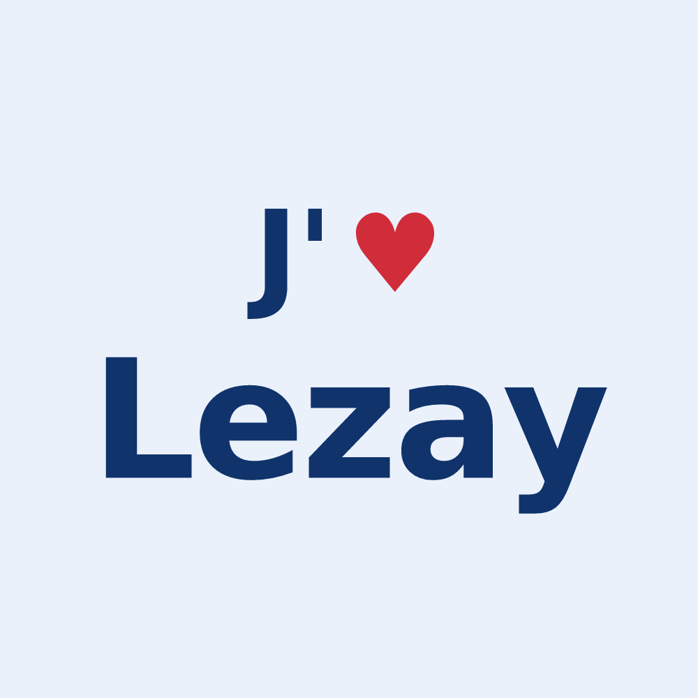 Sticker personnalisé Lezay — design « J'aime Lezay » imprimé sur le sticker