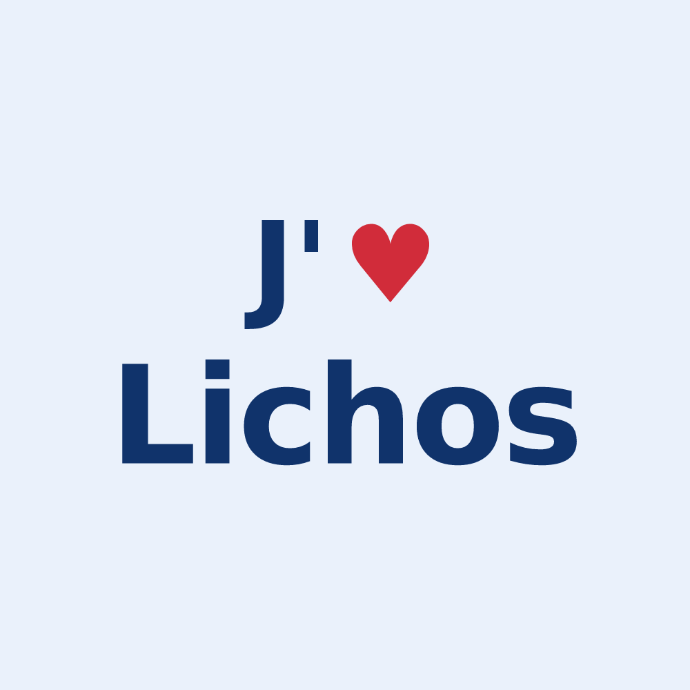 Sticker personnalisé Lichos — design « J'aime Lichos » imprimé sur le sticker