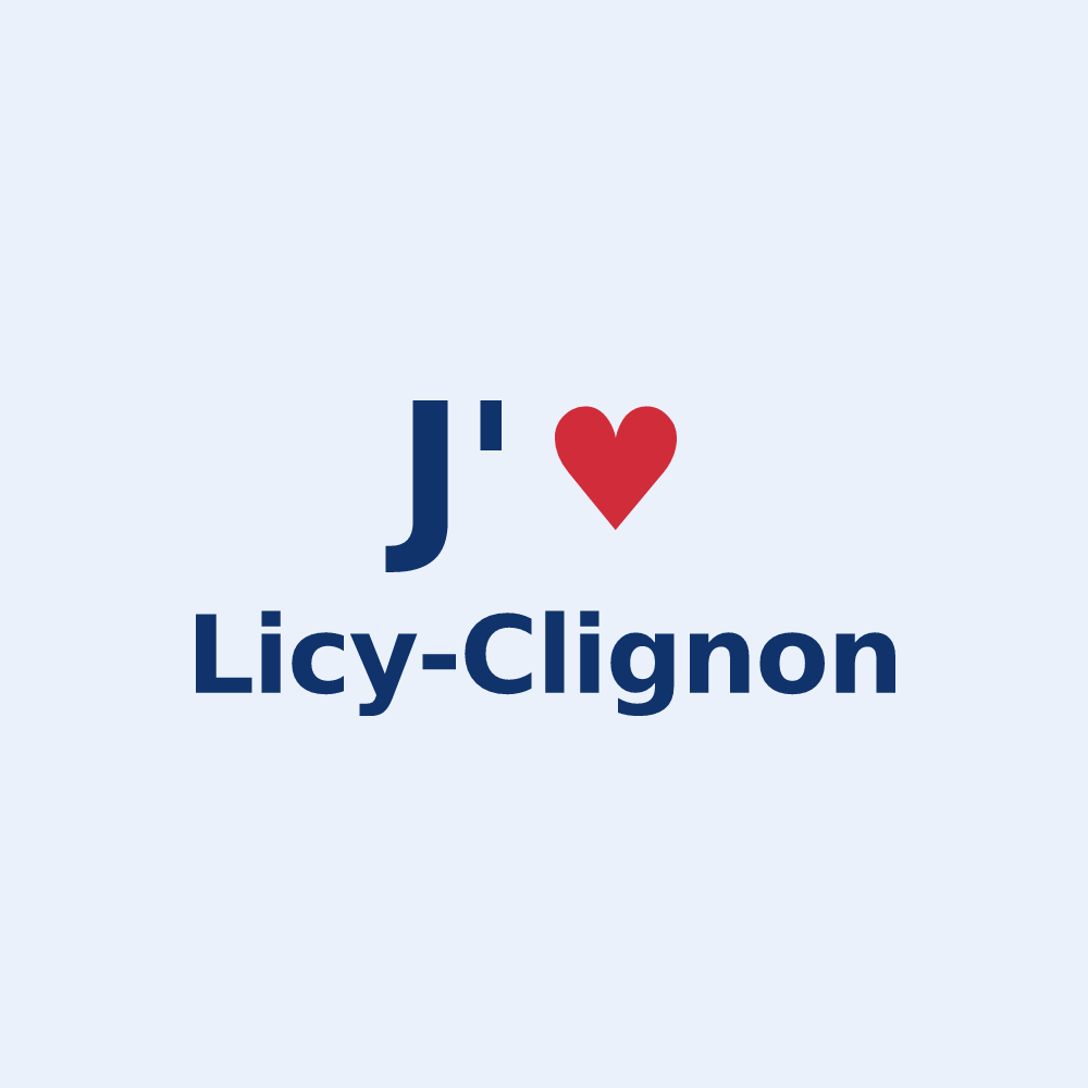 Sticker personnalisé Licy-Clignon — design « J'aime Licy-Clignon » imprimé sur le sticker