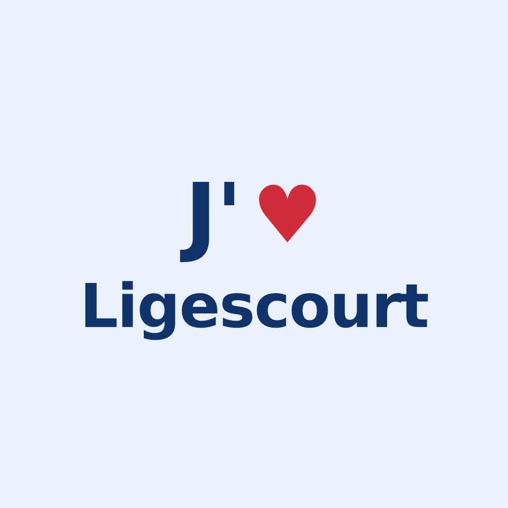 Sticker personnalisé Ligescourt — design « J'aime Ligescourt » imprimé sur le sticker
