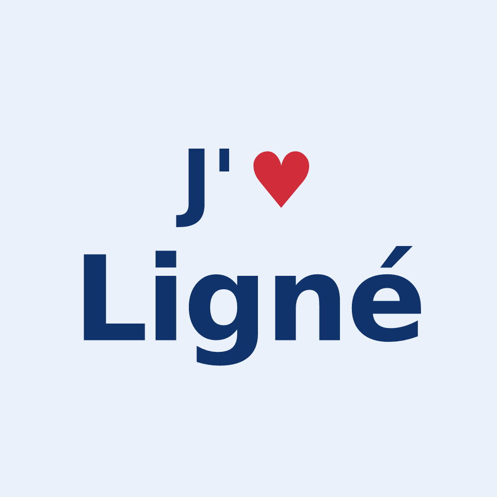 Sticker personnalisé Ligné — design « J'aime Ligné » imprimé sur le sticker
