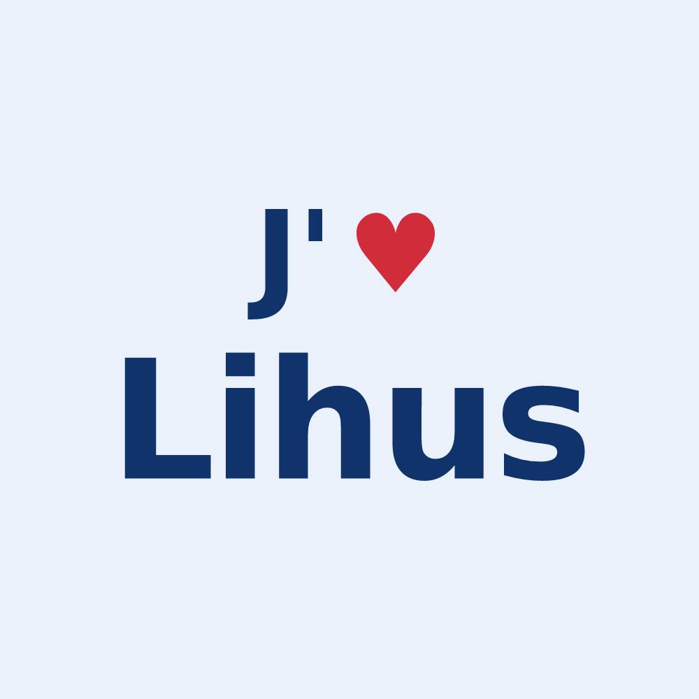 Sticker personnalisé Lihus — design « J'aime Lihus » imprimé sur le sticker
