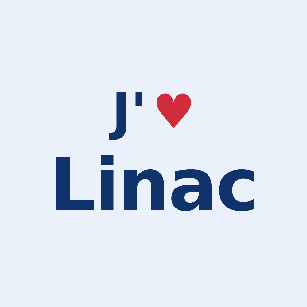 Sticker personnalisé Linac — design « J'aime Linac » imprimé sur le sticker