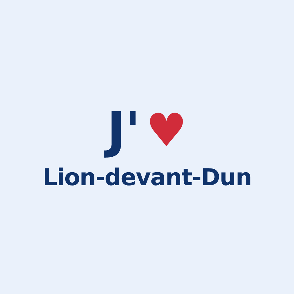 Sticker personnalisé Lion-devant-Dun — design « J'aime Lion-devant-Dun » imprimé sur le sticker