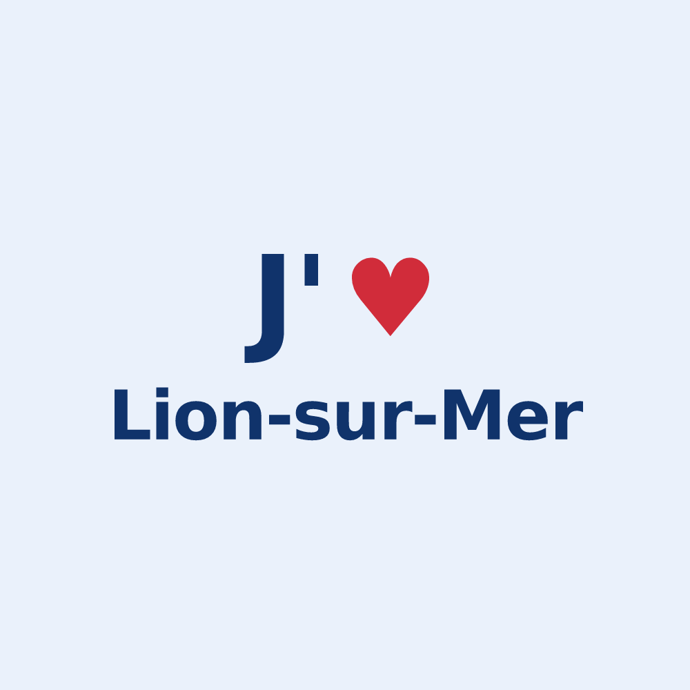 Sticker personnalisé Lion-sur-Mer — design « J'aime Lion-sur-Mer » imprimé sur le sticker